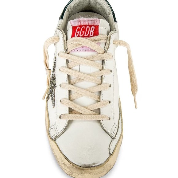 GOLDEN GOOSE x REVOLVE Superstar Sneaker in White, Platinum, & Emerald Green - Picture 2 of 8